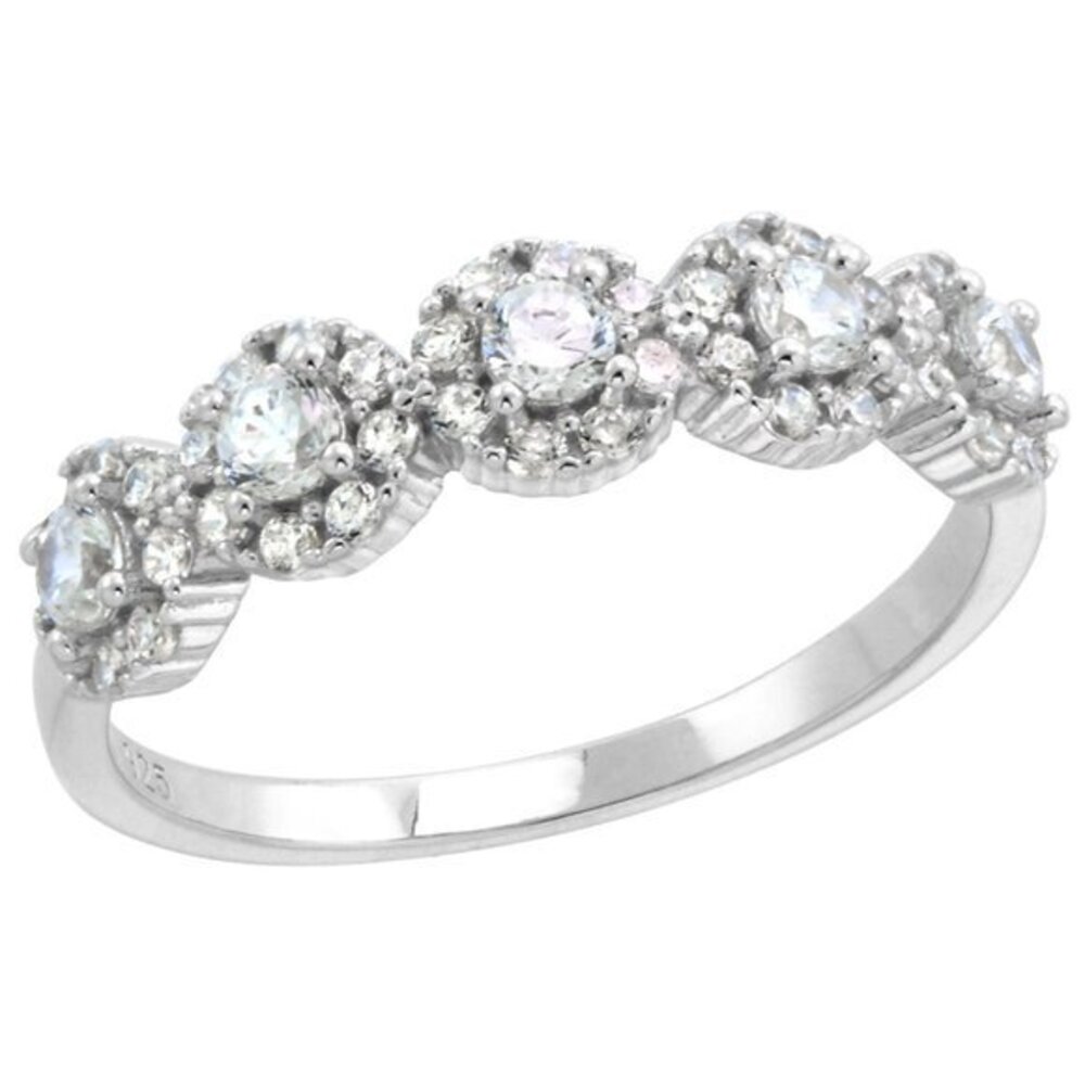 Dainty Sterling Silver CZ Cluster Half Eternity Band for Women Micro pave